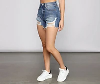 High Rise Frayed Cutoff Shorts