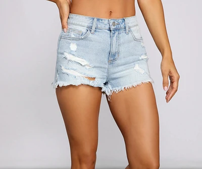 Basic High Rise Cutoff Denim Shorts