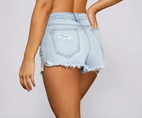 Basic High Rise Cutoff Denim Shorts