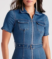 Style Check Utility Denim Romper