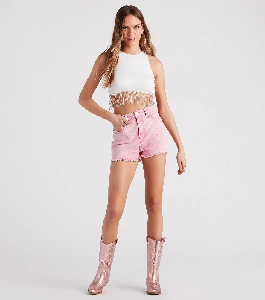 Remy High-Rise Acid-Wash Denim Shorts by Windsor