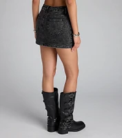 Keep It Cool Mid-Rise Acid-Wash Denim Skort