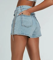 Life Of the Party Rhinestone Fringe Denim Shorts