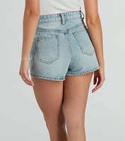 Pop Star Rhinestone High-Rise Denim Shorts