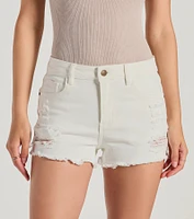 Sunny State Mid-Rise Distressed Denim Shorts