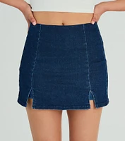 Trendy Girl High-Rise Slit Denim Skort