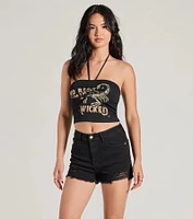 Keep Style High-Rise Distressed Denim Shorts