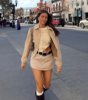 Always The Mood High Rise Slit Mini Denim Skort