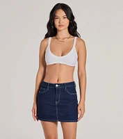 Admirable Aesthetic Mid-Rise Denim Skort