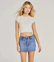 Total Perfection Mid Rise Denim Mini Skort