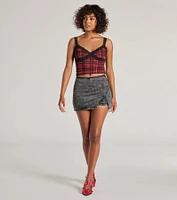 Edgy Style Acid-Wash Denim Skort