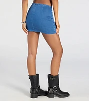 Buckle Down High-Rise Denim Skort