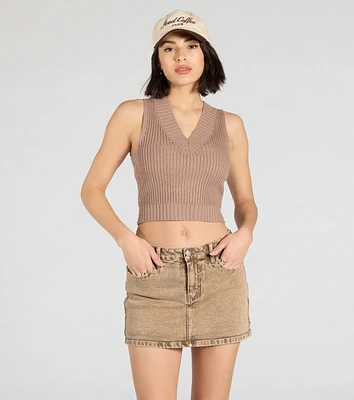 Edgy Yet Sweet Mid-Rise Denim Mini Skort