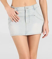 Set It Straight Mid-Rise Denim Skort