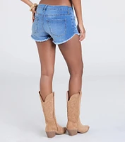 Cute Adventures Mid-Rise Lace-Up Denim Shorts