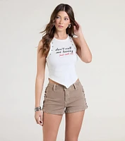 Trendsetting Vibe Lace-Up Denim Shorts