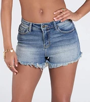 Easygoing Mid-Rise Frayed Denim Shorts