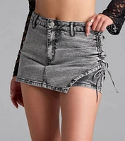 Coolest The Room Acid Wash Denim Skort