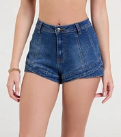 Crossed Over High-Rise Denim Shorts