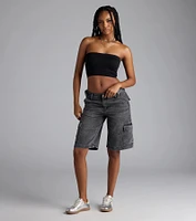 Majorly Fresh Mid-Rise Cargo Denim Jorts