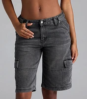 Majorly Fresh Mid-Rise Cargo Denim Jorts