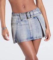 Such A Cinch Mid-Rise Belted Denim Skort
