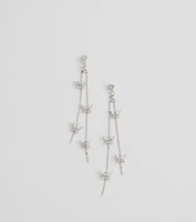 Sparkly Charm Rhinestone Butterfly Linear Earrings
