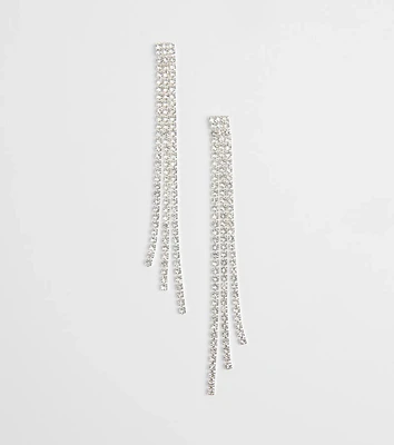 Glamorous Drama Rhinestone Fringe Earrings