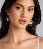 Polished Flower Pearl Earrings