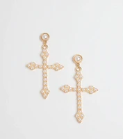 Blessed Style Faux Pearl Cross Earrings