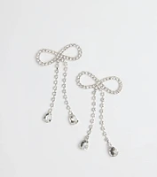 Adorably Glam Rhinestone Bow Drop Earrings