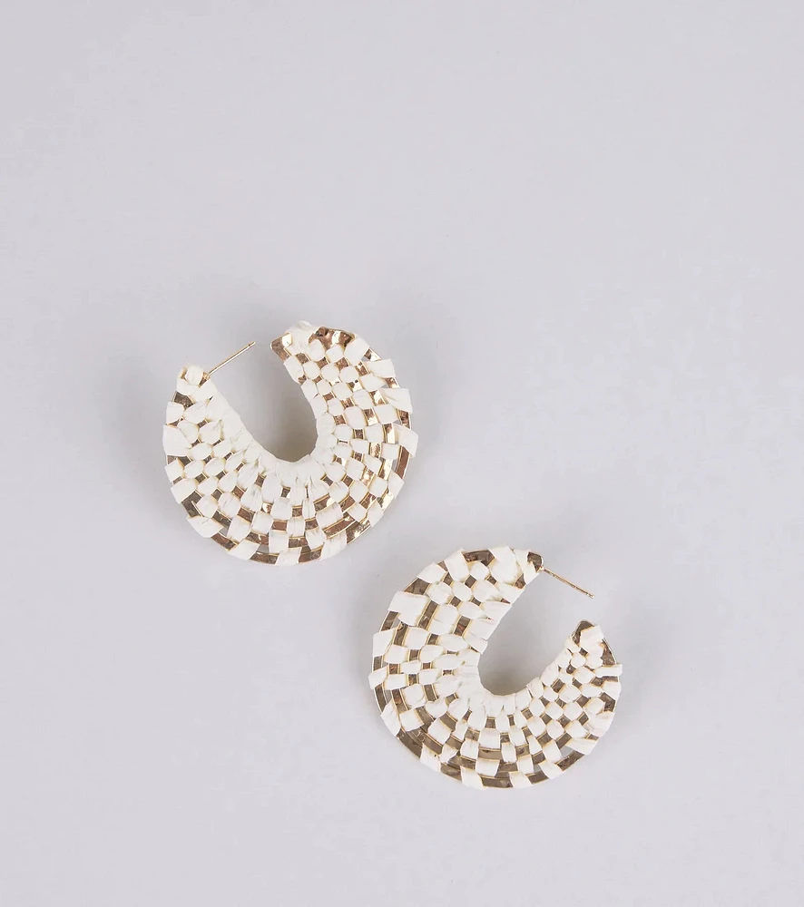 Sun Chaser Woven Raffia Hoop Earrings