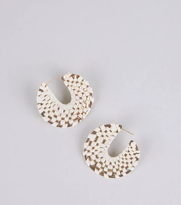 Sun Chaser Woven Raffia Hoop Earrings