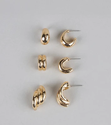Glow Up Essentials Hoop Earrings Set