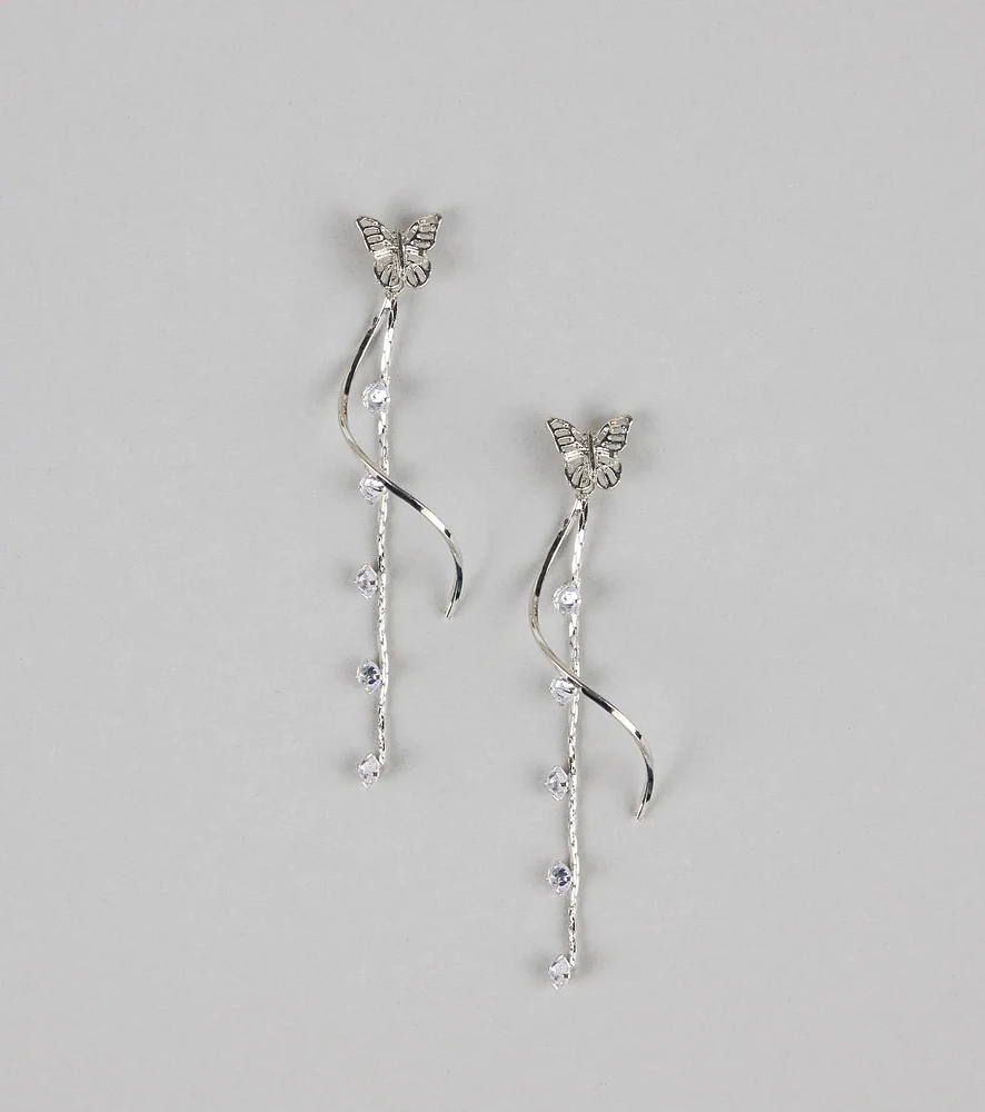 Float Like Magic Butterfly Rhinestone Earrings