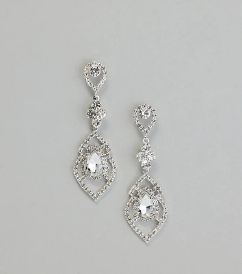 Vintage Glitz Rhinestone Chandelier Earrings