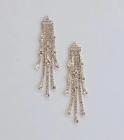 All This Glamour Rhinestone Tassel Earrings