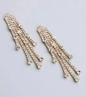 All This Glamour Rhinestone Tassel Earrings