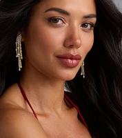 All This Glamour Rhinestone Tassel Earrings