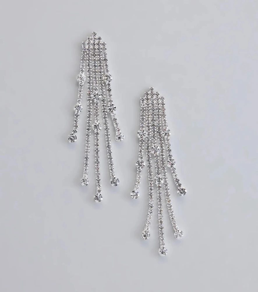 All This Glamour Rhinestone Tassel Earrings
