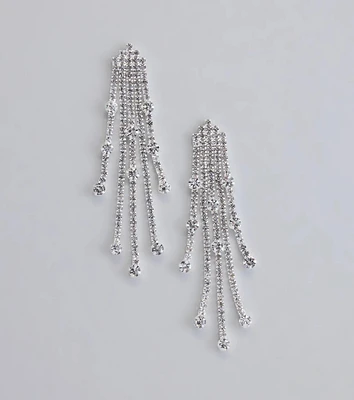 All This Glamour Rhinestone Tassel Earrings