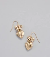 Cutesy Glam Bow Heart Locket Earrings