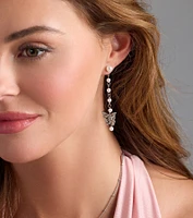 Heart Flutter Butterfly Faux Pearl Earrings
