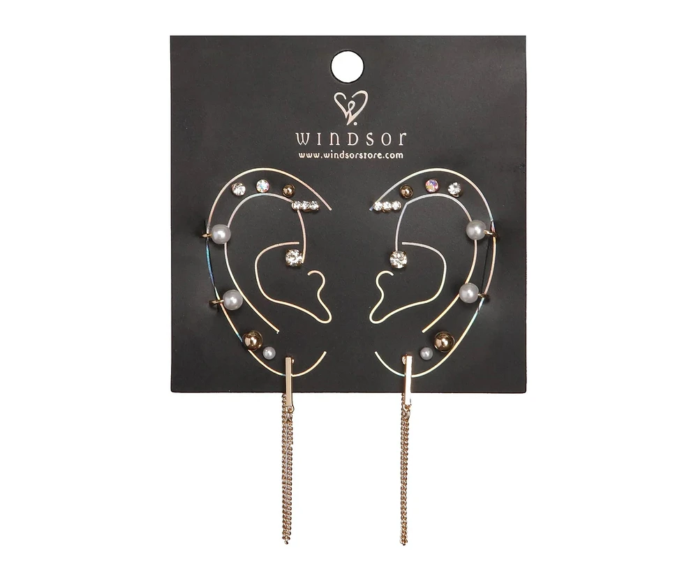 Edgy Pearl Stud Set