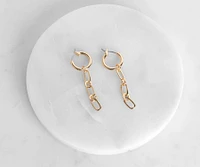 Mini Chain Drop Hoop Earrings