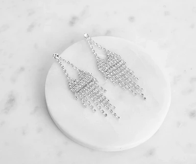 Dazzle Darling Rhinestone Fringe Earrings