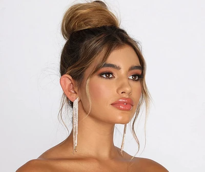 Just A Lil' Rhinestone Fringe Earrings