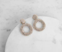 Bringing It Circular Rhinestone Drop Earrings