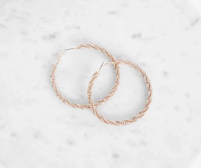 Romantic Gestures Rhinestone Hoop Earrings