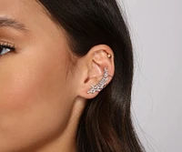 Linear Leaf Cubic Zirconia Ear Cuff
